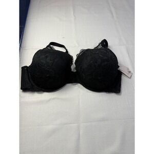 NWT! Black Lace‎ Push-Up Plunge Coverage Underwire Bra Sublime Adjustable Straps